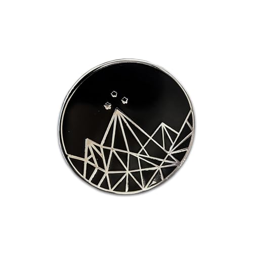 ACOTAR Velaris Mountains Silver Black Metal Lapel Pin 1"