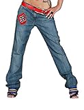 Kollektion: Ten Strike Miss Sixty Ten Strike Damen Jeans, Blau mit gestreiften Bündchen (W26)