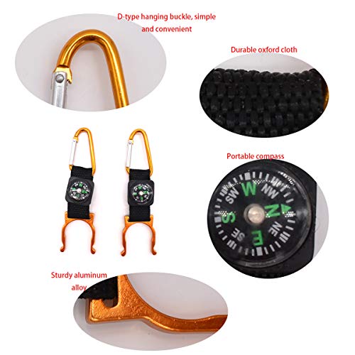 Liwein Karabiner Haken Minikompaß,Tragbarer Wasserflasche Getränk Buckle Haken Halter Schlüsselanhänger Selbsthemmung Kompass Schlüsselbund für Wandern Camping Reisen Außen (12)