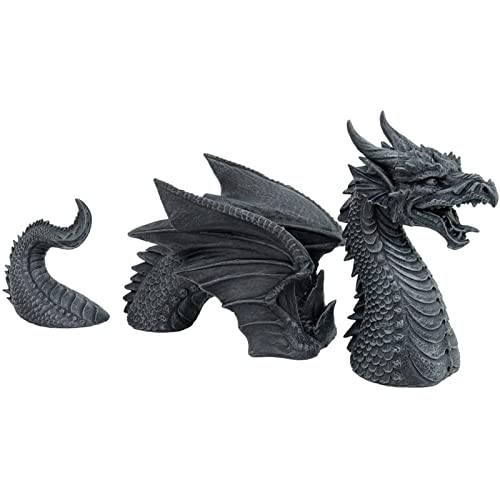 Teksome Gartenfigur Drache aus Kunstharz, dreiteiliger Drache, Gothic, Drachenstatue – Gartendekoration, Basteln für Wohnzimmer, Schlafzimmer, Außen- und Innenbereich