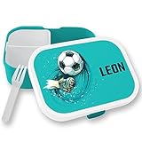Brotdose Kinder Lunchbox mit Fächern Mepal Campus nachhaltig auslaufsicher - Fußball - Fußball Fußballfan Schuss Soccer - 750 ml - Türkis - mepalkinder - BDK222