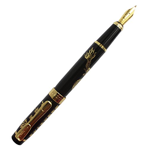 Stylo plume courbee noir et or Gullor 818 un instrument de haute precision