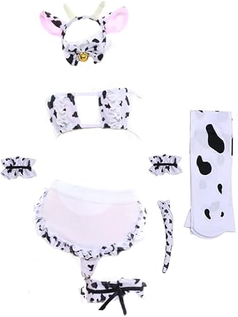 JasmyGirls Cow Cosplay Lingerie Women Sexy Maid Outfit Kawaii Anime Bikini Costume Naughty Role Playing Japanese Cute Bra Panty Set