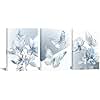 Nachic Wall Light Blue Bathroom Wall Decor Butterfly Floral Painting Modern Abstract Flower Picture Canvas Art (Small)
