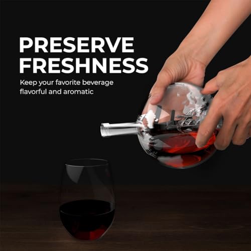 Chef's Star Whiskey Decanter Set for Men- Etched Globe Decanter, for Whiskey, Bourbon, with Whiskey Stones, Liquor Gift Set, 850ml (28 oz)