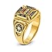 Knights Templar Masonic Rings for Men, 925 Sterling Silver 18K Gold-plated Freemason Master Ring, Crusader Biker Band Jewelry Gifts for Him Father Husband, Size 11
