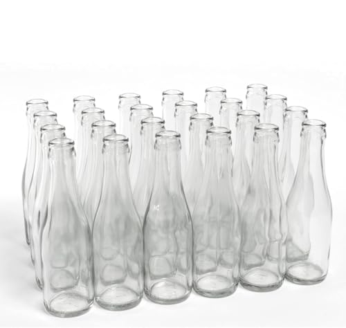 &ndash; Case Of 24 Mini Clear Glass Split Bottles For Carbonated Cocktails, Sparkling Wine, Prosecco, Cider, And Home Brewing