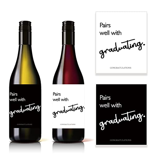 Pairs Well with Graduating Wine Bottle Stickers, 4 Pcs