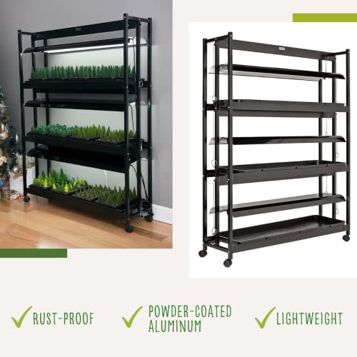 Gardeners Supply Company 3-Tier Sunlite Garden Plant Stand | 6 T5 Fluorescent Grow Lights & 3 Plant Trays Included | Sturdy Aluminum Greenhouse Garden For Seedlings, Succulents & Houseplants #TOP5