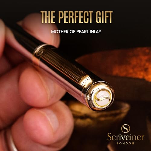Image of Scriveiner Personalized Silver Chrome Ballpoint Pen - Stunning Luxury Pen, Real Gold Plating, Schmidt Ink Refill, Best Engraved Ball Point Gift Set for Men & Women, Custom Name Engraving