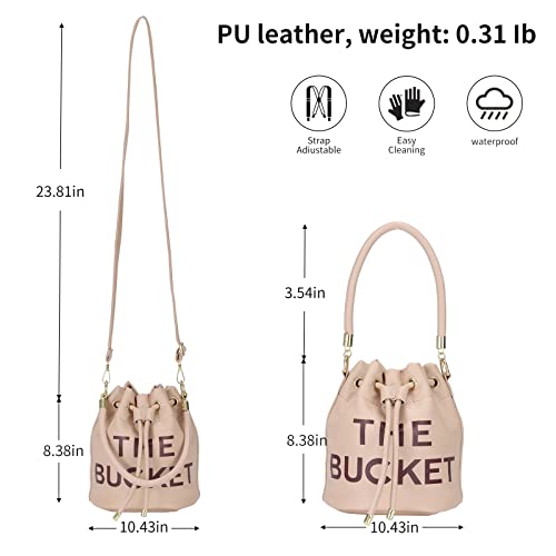 Image of JQAliMOVV Mini Leather Bucket Bags for Women Drawstring Bucket Purse Crossbody Handbags Hobo Bag