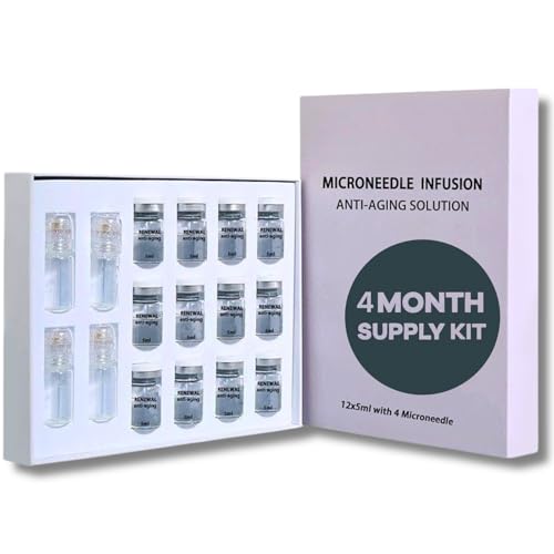 Micro Infusion System For Face, Micro Infusion Serum For Skin Care At Home, Microneedling Serum, 0.05mm Stamp with Collagen Peptide & Hyaluronic Acid - Flawless Skin In 5 Minutes - 4 Months Supply