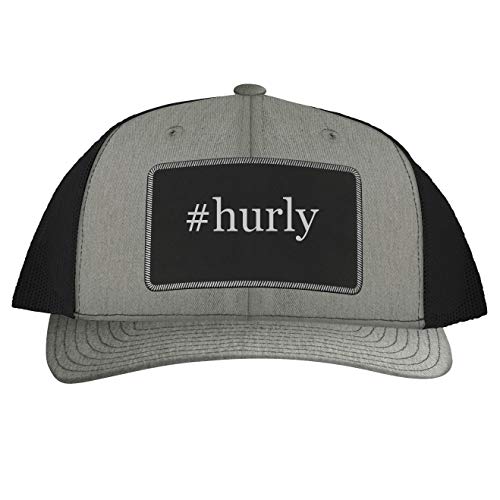 #Hurly - Leather Hashtag Black Patch Engraved Trucker Hat, Heather-Black, One Size