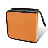 GAOLAOSY Car CD Case, 40 Capacity Hard Plastic DVD Disc Organizer Holder with Zipper, Portable Protective CD Storage Binder Wallet, Universal Auto Accessories for Car Home Travel Office (Orange)