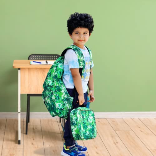 Fenrici Lunch Box For Boys, Girls, Kids Insulated Lunch Bag, Perfect For Preschool, K-6, Soft Sided Compartments, Spacious, Bpa Free, Food Safe,10.8In X 8.5In X 2.8In, Green Pixel #TOP1