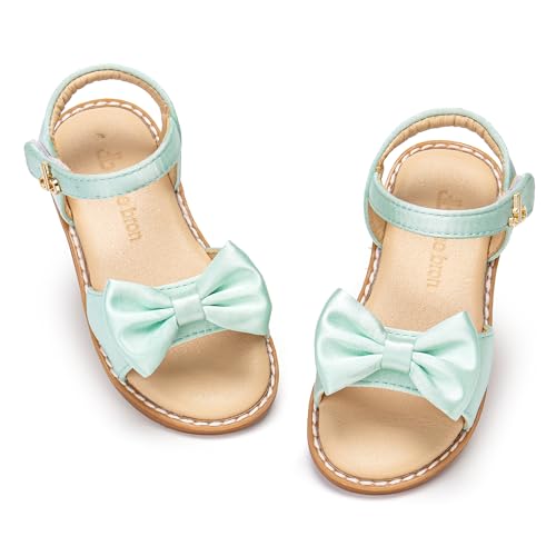Image of THEE BRON Toddler Girls Sandals Wedding Flower Girl Dress Shoes Open Toe Flats