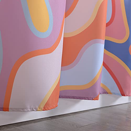 Yokii Vintage Abstract Art Fabric Shower Curtain Pastel Rainbow Colorful Groovy Waves Stripes Geometric Bathroom Shower Curtains Set Aesthetic Retro Minimal Bathroom Decorations (72X72, Colorful) #TOP5