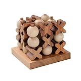 SiamMandalay Wooden 3D XO Tic Tac Toe XOXO: Handmade Wooden Game for Adults from with SM Gift Box(Pictured)…