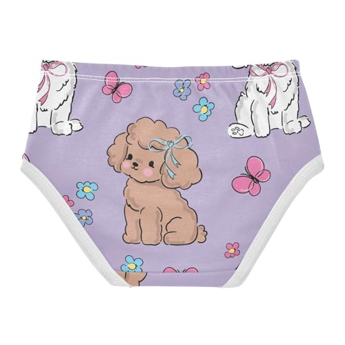 Wusikd Cute Dogs Girls' Underwear Cotton Butterfly Flowers Girls Briefs Soft Toddler Underwear 3T2