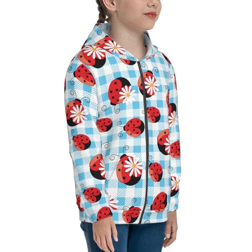 Flowers and Lady Bugs Kid Hoodies Boys Zip Up Sweatshirts Girls Pullover with Pocket4