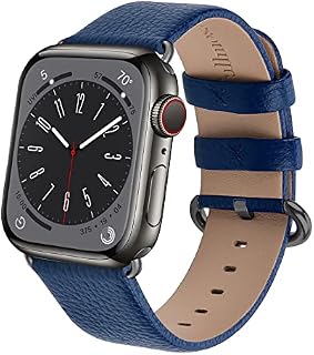 Fullmosa Leather Strap Compatible with Apple Watch Strap 44mm 42mm 45mm, Genuine Leather Replacement Strap Compatible with iWatch Series 8 7 6 SE 5 4 3 2 1 Sports & Edition, Men and Women