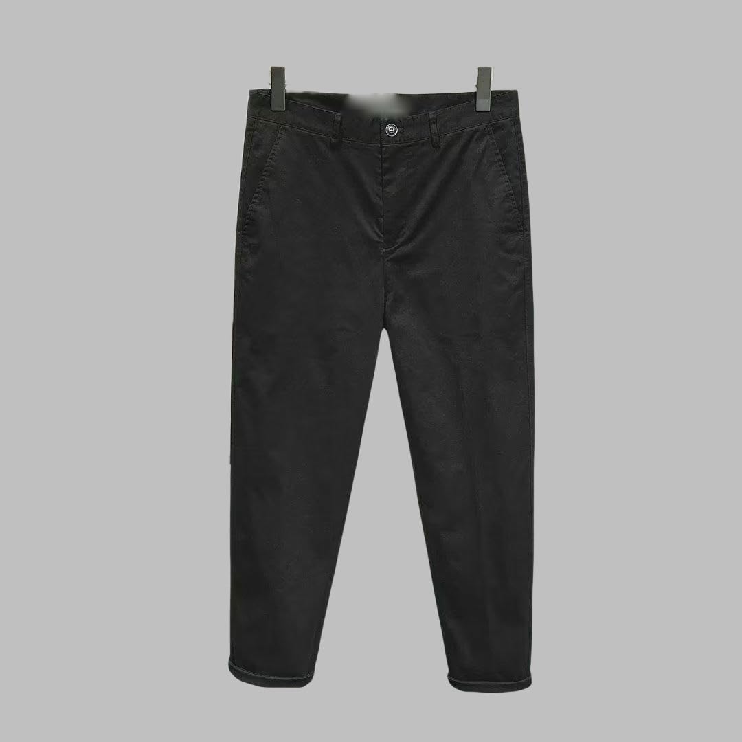 USTZFTBCL Uomo Primavera Estate Bianco Sottile dritto minimalista Business Cotone Cropped Pantaloni Casual