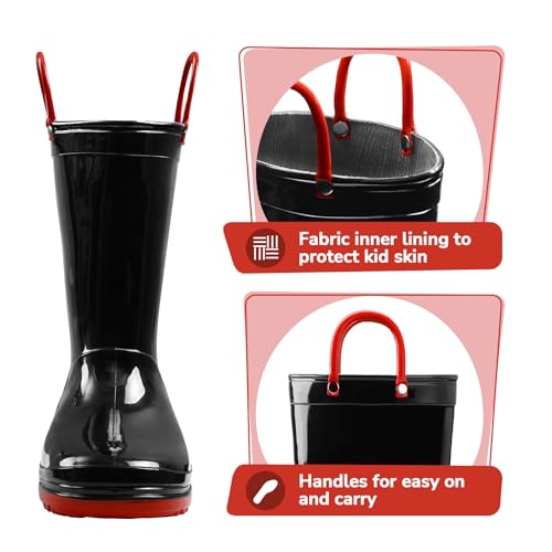 K KomForme Girls Boys Rain Boots Waterproof with Easy on Handles for Toddler/Little Kid/Big Kid4
