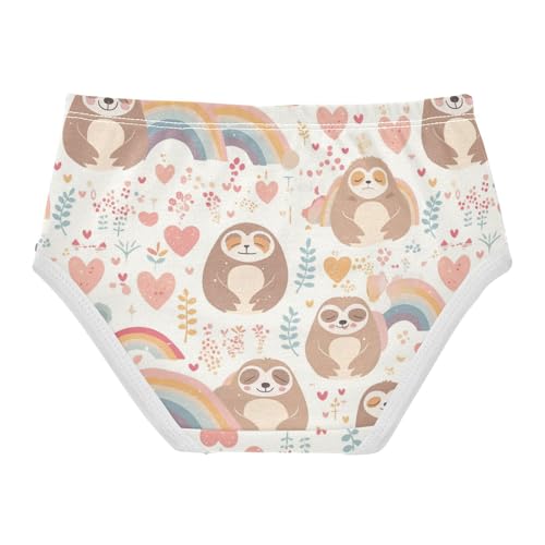 Wusikd Cute Sloth Hearts Girls' Underwear Cotton Rainbows Girls Briefs Soft Toddler Underwear 2T2