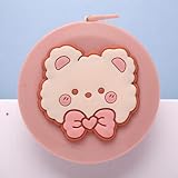 Generic 1Pcs Tape Measure Round Push-Button Tape Measure Adorable Bears Design +/-5% Accuracy ABS Plastic Pink 5x5x1.75cm