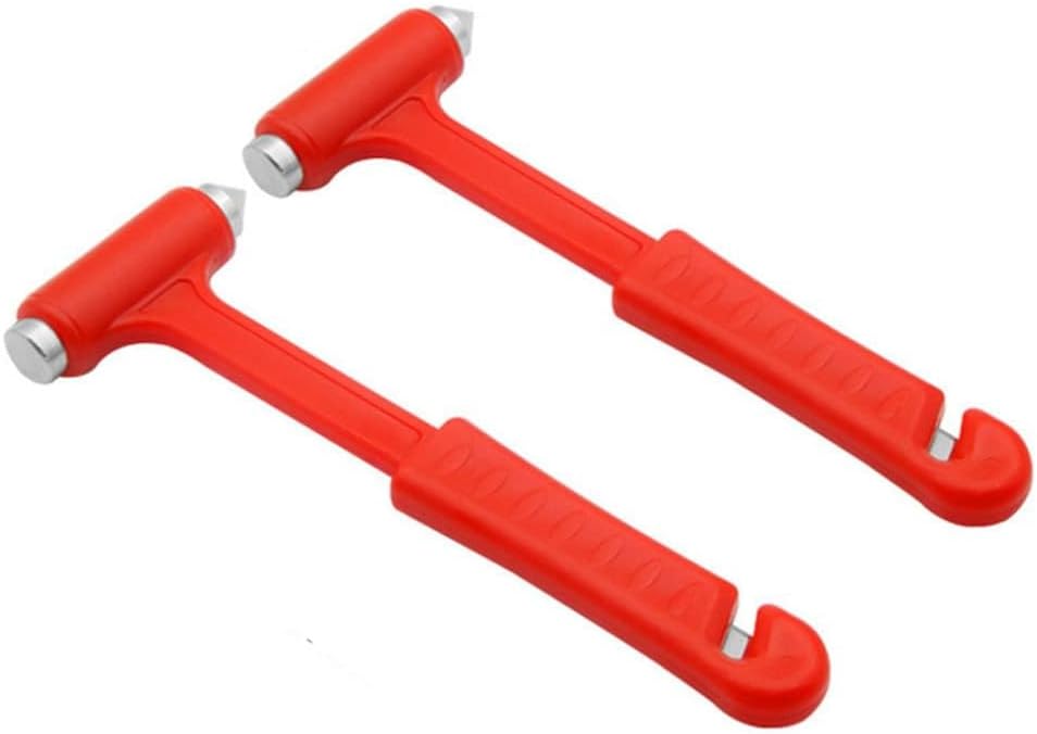 Portable Hammer: Window Glass Breaker Multitools 2pcs, Multifunctional Emergency Car Escape Tool, Red