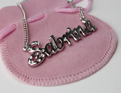 Sabrina Name Necklace Personalized 18K White Gold Plated Dainty Necklace - Jewelry Gift Women, Girlfriend, Mother, Sister, Friend #TOP1