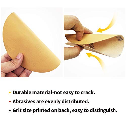 SPEEDWOX 50 Pcs 6 Inches Sanding Discs 500 Grit Dustless Hook and Loop Sandpaper for Random Orbital Sander Yellow Finishing Discs for Automotive Woodworking - Image 3