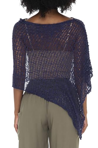 Image of SHU-SHI Summer Ponchos For Women Lightweight Sheer Popcorn Knit Sweater Cape Pullover