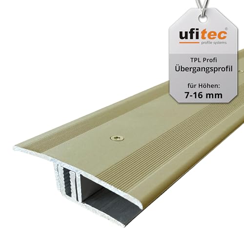 ufitec® TPL Profi profil de transition pour parquets et sols stratifiés - Largeur de couverture: 45 mm - en deux pièces, vissable et adapté aux hauteurs de revêtement de 7 à 16 mm
