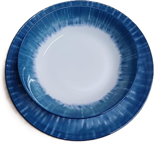 Servizio Piatti per 6 Persone in stoneware 18 pezzi per Lavastoviglie modello (Blu Ray)