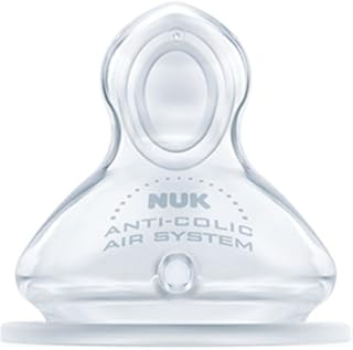 NUK 10124015 First Choice+ Anti-Colic-Trinksauger Silikon, kiefergerechte NUK Form, Größe 1 (0-6 Monate) M für Milch, 2 Stück