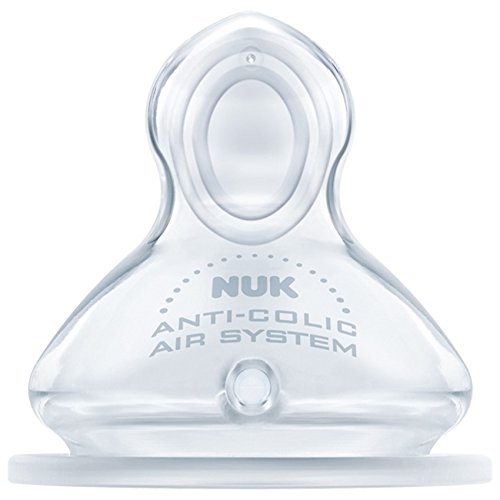 NUK 10124015 First Choice+ Anti-Colic-Trinksauger Silikon, kiefergerechte NUK Form, Größe 1 (0-6 Monate) M für Milch, 2 Stück