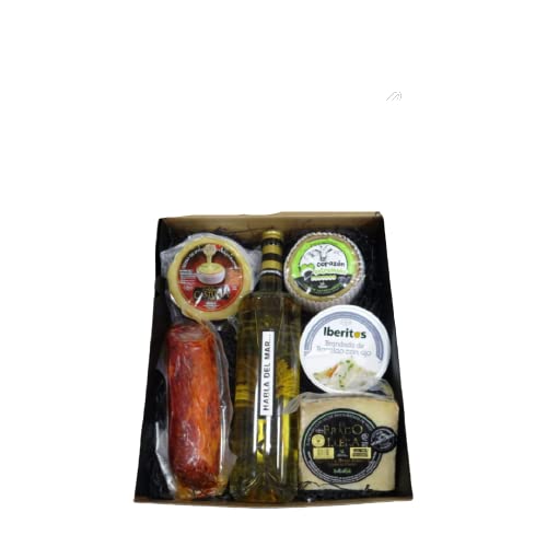 Cesta de Regalo para Empresas con Caña de Lomo Ibérico de Bellota, Queso Torta Serena, Vino Habla del Mar, Queso El Prado de Llera – Corazón Extremeño
