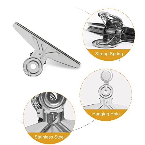 Coideal Extra Large Bulldog Clips, 2 Pcs 20cm Jumbo Silver Bull Paper Clips Stainless Steel Metal File Binder Clamps for Office School image 3