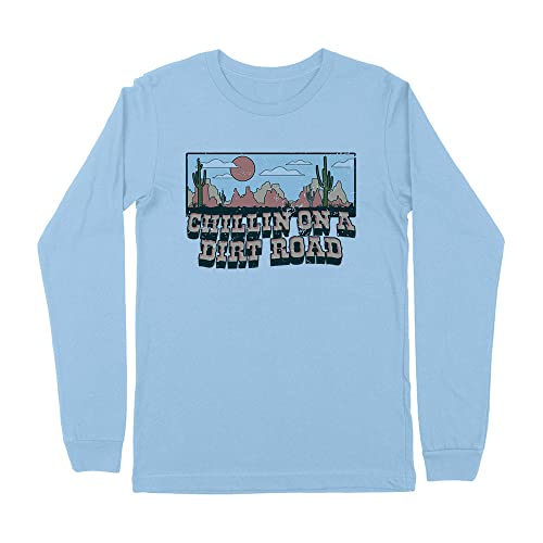 Chillin on a Dirt Road Kids Long Sleeve T-Shirt Youth Medium Light Blue