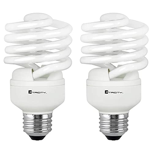 Xtricity Compact Fluorescent Light Bulb T2 Spiral Cfl, 5000K Daylight, 23W (100 Watt Equivalent), 1520 Lumens, E26 Medium Base, 120V, Ul Listed (Pack Of 2) #TOP20