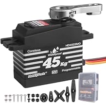 HobbyPark Waterproof 45kg High Torque Servo Coreless Motor 8.4V HV Servo Metal Gear Digital Servo Stainless Steel Gear for RC Crawler RC Car RC Truck Buggy Control Angle 180 Programmable