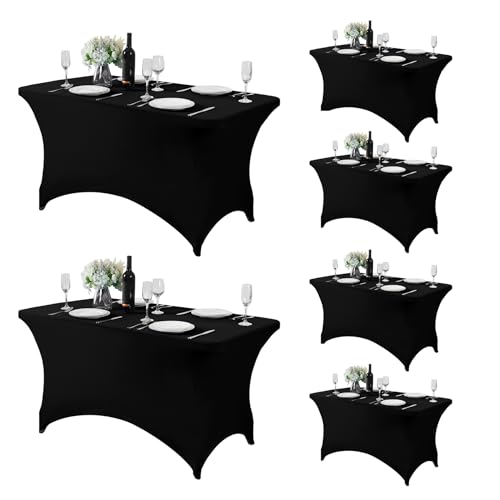 Fokitut 6 Pack Spandex Table Cover for 6FT Table Universal Fitted Stretch Tablecloth for Party, Banquet, Wedding and Events-Navy by Fokitut - Used condition - US$27.90