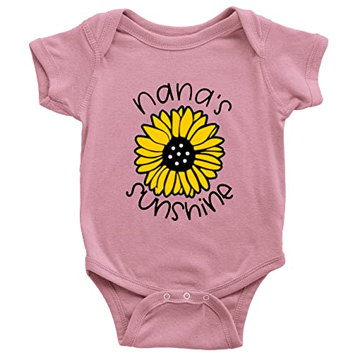 Image of Nana's Sunshine - Fun Print Bodysuit Cute Baby Rompers 0-3 Months Long-Sleeved White Infant Bodysuit