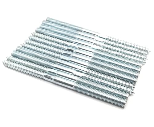 Image of Hanger Bolt M8x130 Silvery Double Headed Bolt Self-Tapping Screw with Hexagon for Furniture 12Pcs