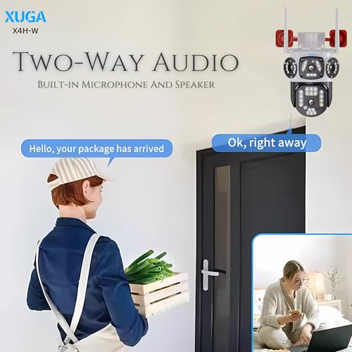 Image of XUGA Cybernautt X4H-W 4MP FHD Dual Lens WiFi Outdoor CCTV Camera | PTZ | Color Night Vision | 3 View Screen | Motion Detection | Two-Way Audio| IP66 Waterproof