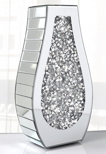 Image of ELEGANT SILVER CRACKLE MERCURY GLASS LARGE VASE H 30CM