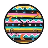 Amooorous Orologi luminosi ad attivazione vocale, funzionamento a batteria, silenzioso, senza ticchettio, linee colorate bohémien, 30,5 cm, per ufficio, classe, scuola, casa, soggiorno, camera da