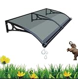 Tettoia per Porta e Finestra, Copriporta Antipioggia【Gguwug Pensilina Tettoia80x300cm】per luce naturale, pergola, carport, grandine e intemperie, Antipioggia e Antineve con Accessori
