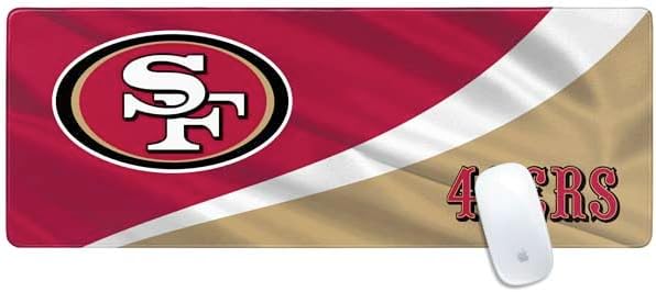 Skinit Large Gaming Mouse Pad - Officially Licensed San Francisco 49ers Design with Stitched Edges, Waterproof, Non-Slip Rubber Base, Desk Mat for Keyboard & Mouse, 31.5" x 11.8" inches